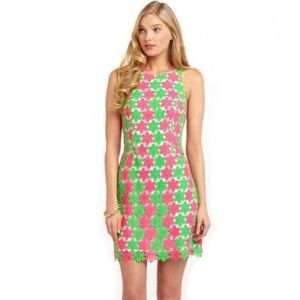 Lilly Pulitzer Pearl Sheath Dress Two Tone Truly Petal Lace New Green Size 4 NWT